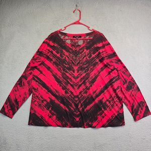 Bleu Top Womens Plus Size‎ 2X Red Relaxed Studded Lace Back Hippie Boho Colorful